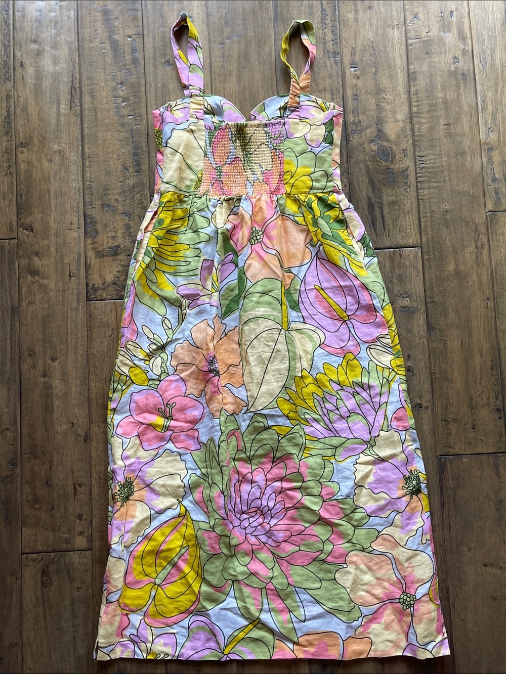 FARM Rio Spring Affair Floral Print Linen Maxi Dress - Picture 15 of 15